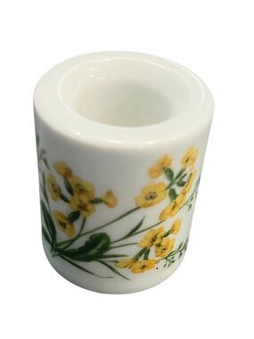 Funny Design West Germany Yelllw Floral Botanical Candle Stick Holder 1970s